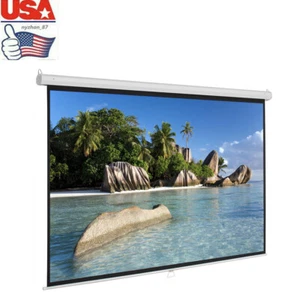 Portable 84" 16:9 Projection Screen Manual Pull Down Public Display Home Movie - Picture 1 of 10