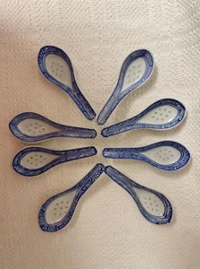 Antique Qing Chinese Rice Pattern Spoons Lot Of 8 - Picture 1 of 4