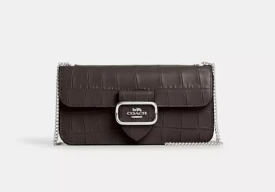 Bandolera Coach Morgan de cuero con textura amatista Foto 1 de 4