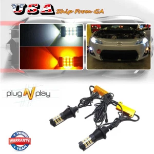 White Amber 7440 LED DRL Switchback Turn Signal Parking Light Bulbs Dual Color - Picture 1 of 11