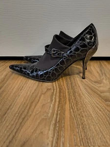 Donald J Pliner Wm Chad Schuhe Absatz Leder braun Schlange Größe 8,5 M spitz zulaufend - Bild 1 von 9