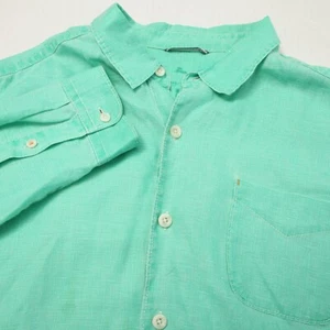 Tommy Bahama Shirt Men Extra Large Green Linen Pocket Long Sleeves * - Picture 1 of 13