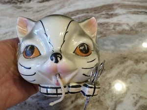 Vintage Cat w/ scissors String holder Beautiful Japan  String  Holder  MINT RARE - Picture 1 of 8