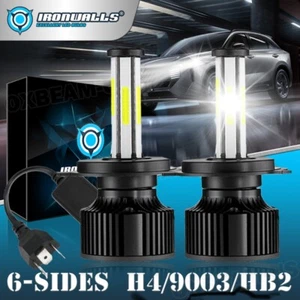 6-sides H4 9003 Super White Kit LED Headlight Bulbs High Low Dual Beam 6500K 2x - Picture 1 of 12