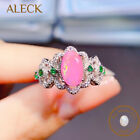 Bague opale naturelle rose massif en argent sterling 925 5*9 mm pour femmes bijoux de mariage