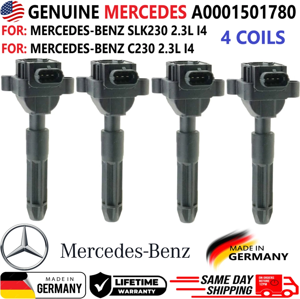 Bobinas de encendido originales Beru x4 para Mercedes-Benz SLK230 C230 2001-2004 2,3 L I4 Foto 1 de 4
