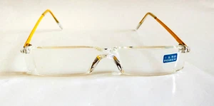 NWT Vintage 90's Rectangle Rimless Half Frame Reading Glasses +1.50(Yellow) - Picture 1 of 3