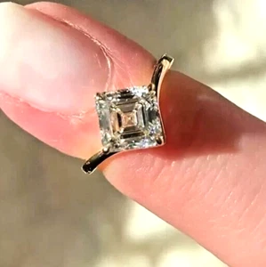 18K Yellow Gold IGI Certified Lab Grown Diamond Wedding Ring Asscher Cut 1.50 CT - Picture 1 of 11