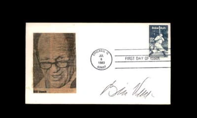 Bill Veeck JSA Signed FDC 1983 First Day Cover Cache Babe Ruth Autograph - Image 1 of 3