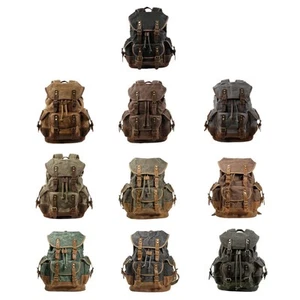 Canvas Backpack Knapsack Outdoor Wear Resistant Travel Rucksack for Fishing - Picture 1 of 25