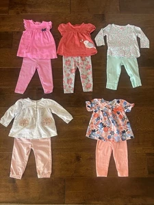 Carter's Brand Toddler 6 To 9 Month Tops And Bottom Outfit Lots Of 5 Sets - Picture 1 of 12