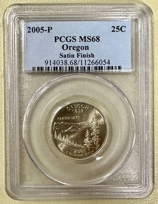 2005 P PCGS MS68 Oregon State Quarter with Satin Finish Philadelphia Plain - Image 1 of 2