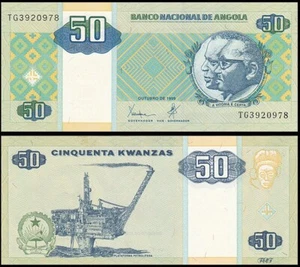 ANGOLA 50 KWANZAS 1999 UNC TG,PORTRAIT OF JOSE EDUARDO DOS SANTOS(1942)IN BACKGR - Picture 1 of 1
