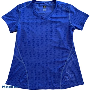 REI Short Sleeve Athletic V-Neck Top Purple Geo Print - Women's XS - Picture 1 of 9