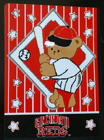 Cincinnati Reds MLB Woven Blanket Throw Afghan Tapestry Teddy Bear Stars 48x60 Cover