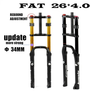 26 *4.0 Fat Tire Double Shoulder Snow Fork Rebound Adjustment E-bike MTB Forks - Picture 1 of 14