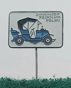 Oldtimer Poland cars, auto car, Samochodem po Drogach Polski, vintage pin, badge - Picture 1 of 2