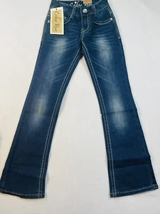 NEW Cedar Rose Girls Size 7 Bootcut Dark Blue Jeans W/Embroidered Back Pockets - Picture 1 of 12