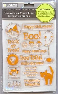 TPC STUDIO clear stamp kit JEEPERS CREEPERS Halloween Phrases, Cat, Ghost - Picture 1 of 2