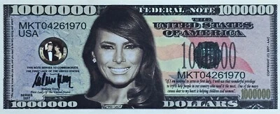 Melania Trump $1,000,000 Novelty Bill Donald Trump Family Colorized Note - Image 1 of 2
