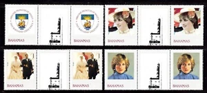 BAHAMAS #510-513 MNH PRINCESS DIANA ISSUE GUTTER PAIR - Picture 1 of 1