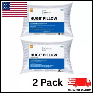 (2 Pack) Mainstays Huge Overfilled Bed Pillow Standard/Queen Household Supplies - Picture 1 of 5