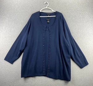 Catherines Open Front Cardigan with Tank Top 2PC Plus 5XL 34/36W Blue Blingy NEW - Picture 1 of 14