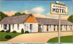 IOWA - MARENGO ROADSIDE MOTEL - POSTAL DE LINO VINTAGE - Imagen 1 de 2