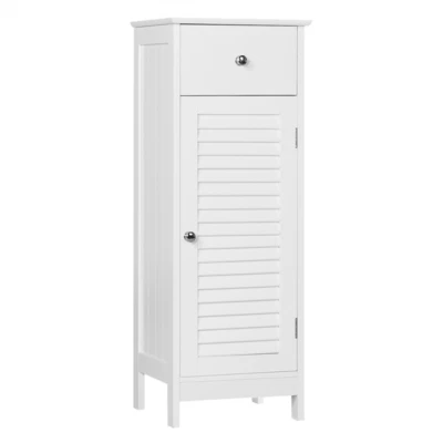 Wood Bathroom Floor Cabinet Storage Organizer Free Standing with Drawer and Door - Image 1 of 4
