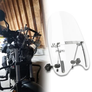 For Honda Rebel 250 300 450 18"x16" Large Clear Windshield 7/8'' 1'' Handlebar - Bild 1 von 12