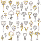 36 Pcs Luxury Nail Art Rhinestone,  3D Dangle Nail Art Charms Gold Silver Heart 