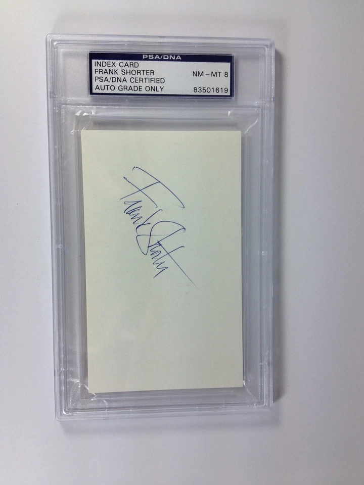 Frank Shorter US Olympic Marathon Runner Signed Index Card PSA Grade 8 NM-MT - Image 1 of 1