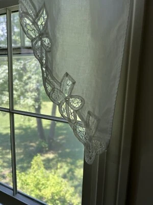 curtains Cotton cutwork cutaway - 1set - white lace grannycore READ - Image 1 of 4