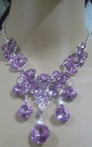 Lila Kristall versilbert Braut Set - Bild 1 von 2