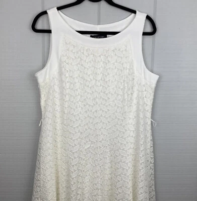 Vestido Perceptions Blanco Encaje Superpuesto Sin Mangas Midi Línea A 14 Foto 1 de 4