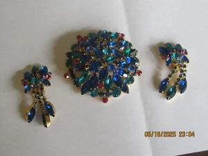 Splendido set spille e orecchini stile Julianna vintage AB strass così com'è - Foto 1 di 5