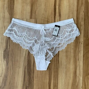 Frederick's of Hollywood Panty Womens 1X Caroline Boyshort Lace White Silver - Picture 1 of 10