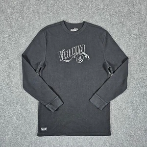 Y2K Volcom Heavy Waffle Knit Graphic Thermal Shirt Black/White Men's Size 2XL - Picture 1 of 6