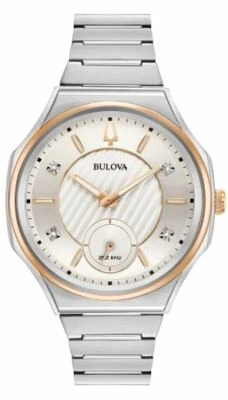 Bulova Women's Curv Diamond Markers Quartz Stainless Steel Watch 40MM 98P182 - Image 1 of 4
