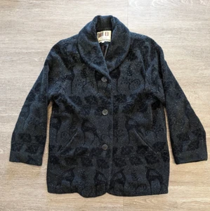 Vintage Kristen Blake Womens Apres Teddy Bear Coat Jacket Medium Black - Picture 1 of 12