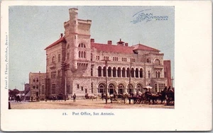 Postal vintage de 1900 de SAN ANTONIO Texas edificio "oficina de correos" / vista a la calle - Imagen 1 de 2