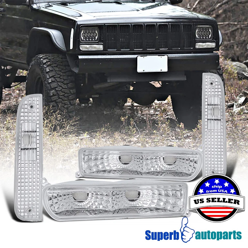 Fits 1997-2001 Jeep 97-01 Cherokee Corner Signal Lights+Bumper Parking Lamps - Image 1 of 4