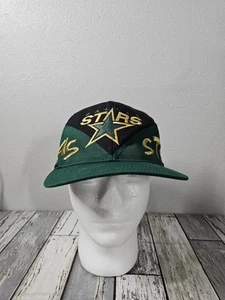 Vtg Logo 7 Dallas Stars NHL Hockey Baseball Hat Cap Spellout Green Gold Snapback - Picture 1 of 10