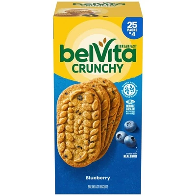BelVita Blueberry Breakfast Biscuits, 4 galletas por paquete, 25 paquetes ENVÍO GRATIS Foto 1 de 2