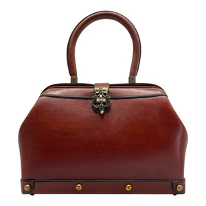 Vintage 60s 70s ETIENNE AIGNER Handmade Leather Satchel Bag Handbag RARE BROWN - Picture 1 of 22