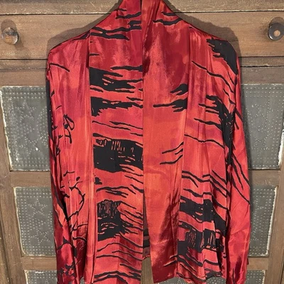 Потрясающий женский кардиган Chicos Design 16 (3) из шелковой смеси с выгоранием в азиатском стиле - Изображение 1 из 4