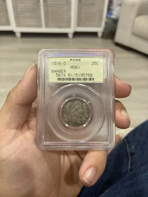 1916-D MS61 TONER Barber 25C OGH PCGS Rattler — VERY RARE - Image 1 of 4