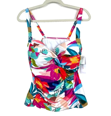 Liz Claiborne Traje de Baño Tankini Top Para Mujer Talla 16W Tropical Floral Piscina Ropa de Playa Foto 1 de 4