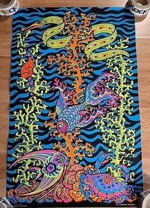 Póster 1968 Coral Reef Fish Blacklight - Orlando Macbeth The Third Eye - Imagen 1 de 7