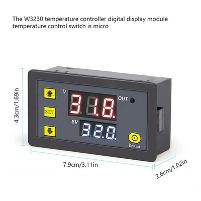 2pcs 12V Thermostat LED Temperature Control Switch Regulator Thermometer Set - Image 1 of 4